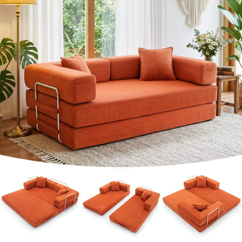 Canapé-Lit Modulaire XXL 200cm Zéro Montage — Velours Côtelé Mémoire de Forme, Lavable & Antidérapant