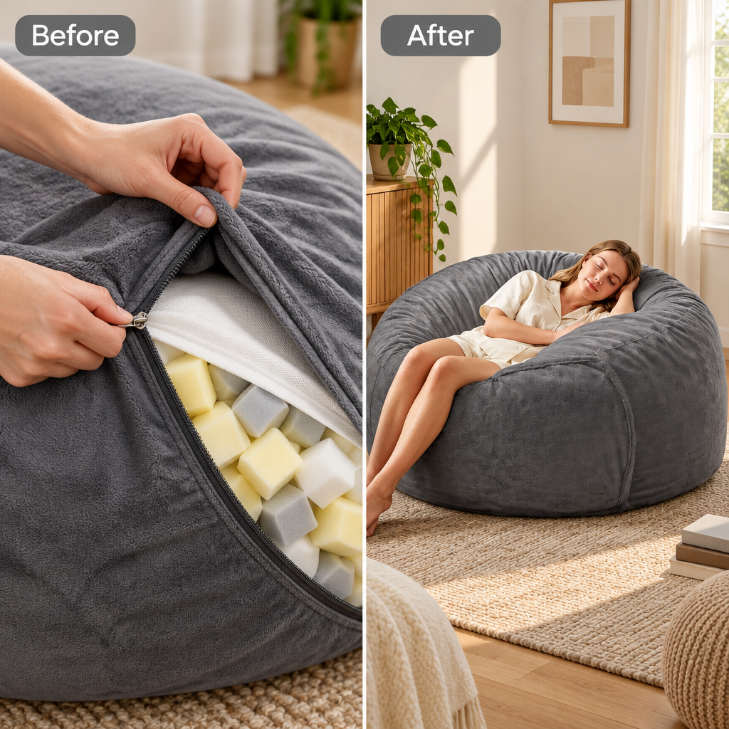 Pouf Lit Nuage XXL - Mousse Haute Densité