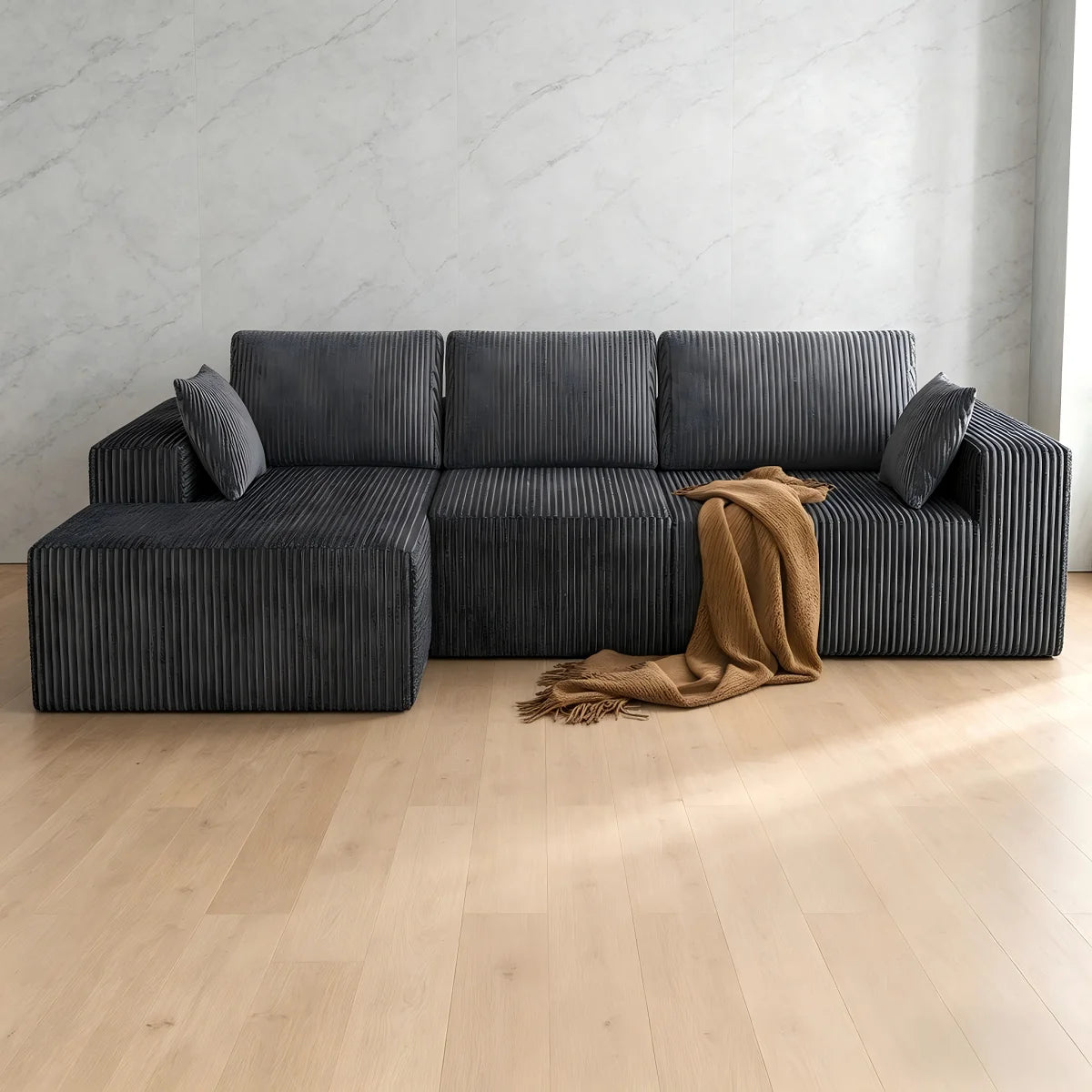 Canapé d'Angle Modulable XXL en Velours Doux (278x175 cm)