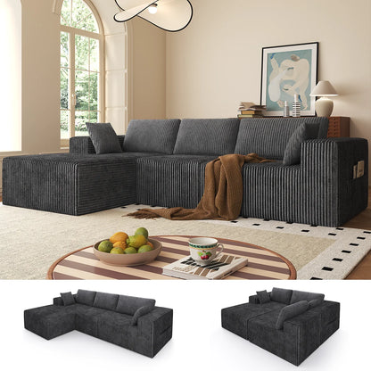 Canapé d'Angle Modulable XXL en Velours Doux (278x175 cm)